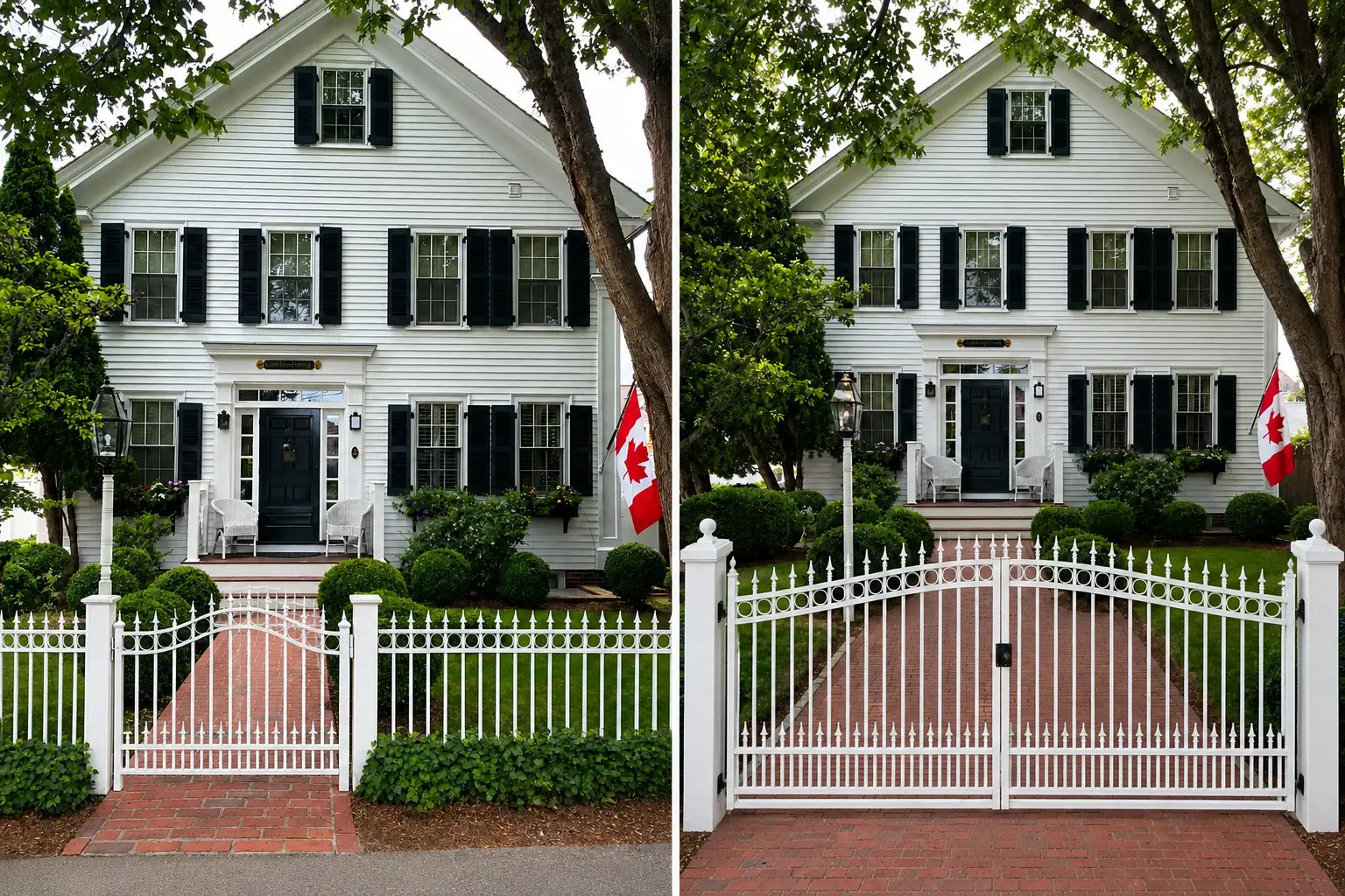 Side by side comparison of pedestrian gate vs driveway gate