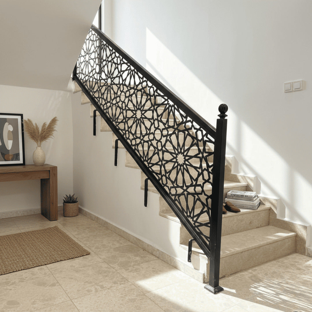 Modern Laser-Cut Steel Stair Railing | R120