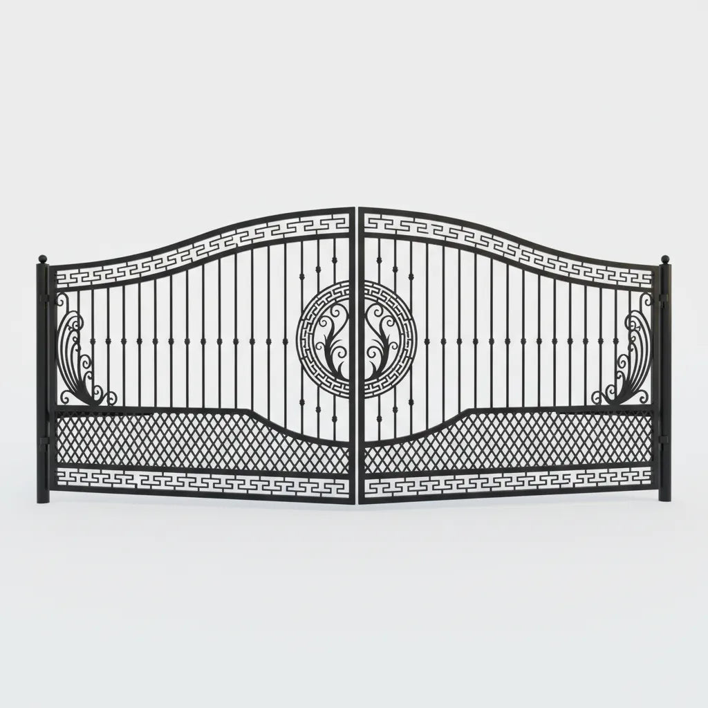 Tennessee Decorative black metal gate on a white background