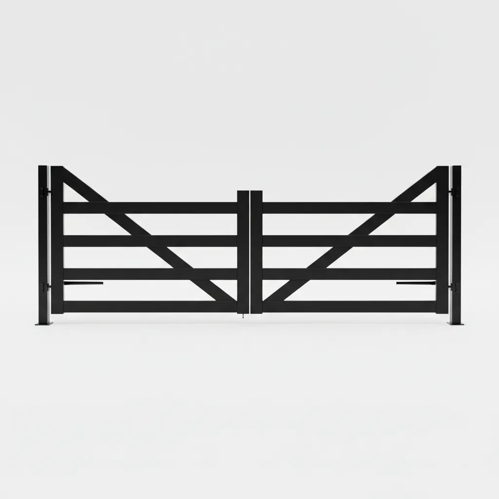 Black metal Colorado gate on a white Studio background