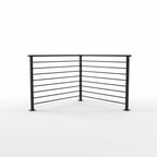 Black metal fence panel on a white background OSHA code compliant