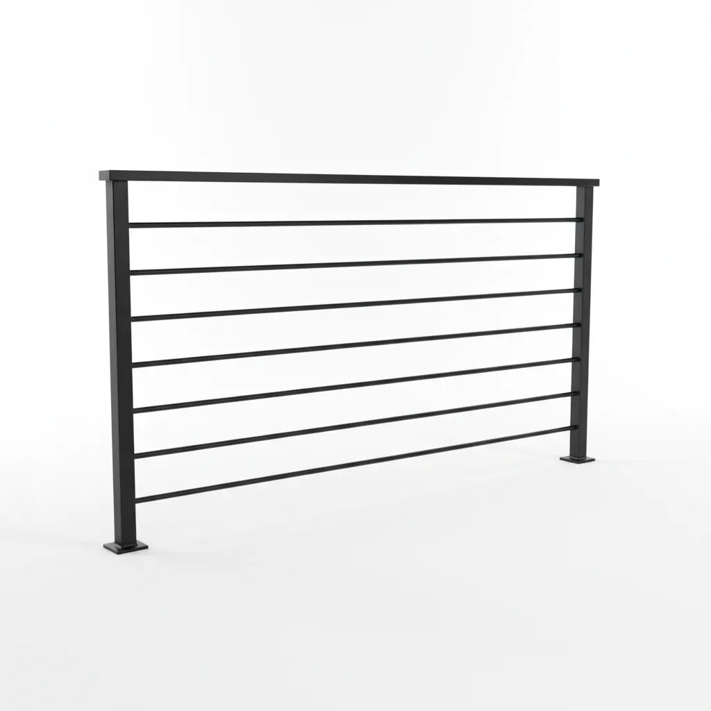 Black metal headboard on a white background OSHA Code compiant