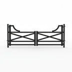 Simple Black metal Vermont gate with crossbars on a white background