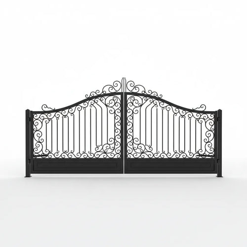 Decorative Classic Ontario black metal gates on a white background