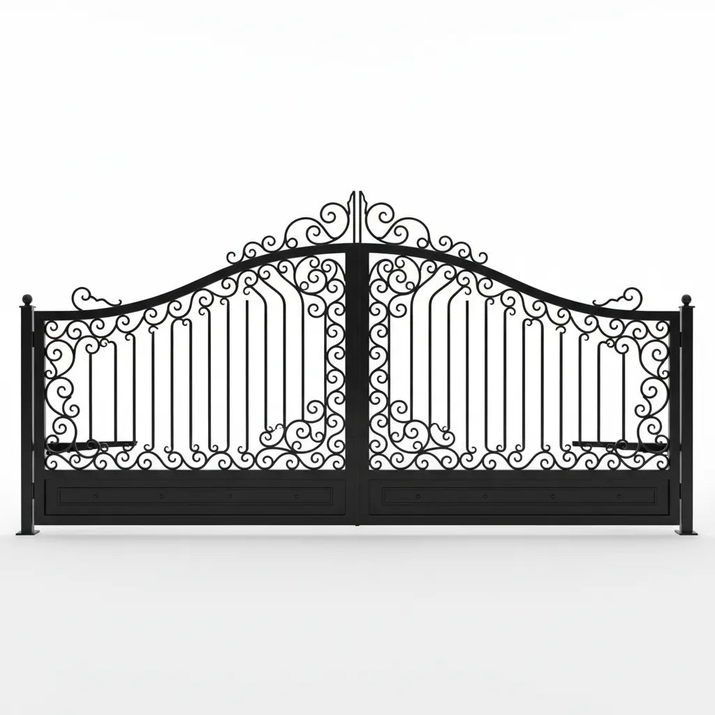 Decorative Classic Toronto black metal gate on a white background