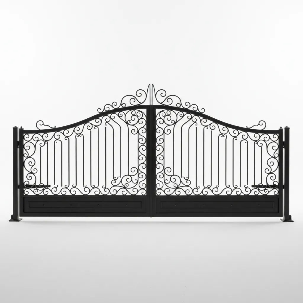 Decorative Classic Canadian black metal gate on a white background