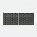 Dark grey woven privacy patterned panel on a white background