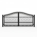 Virginia Wrought iron gate with decorative patterns on a white background