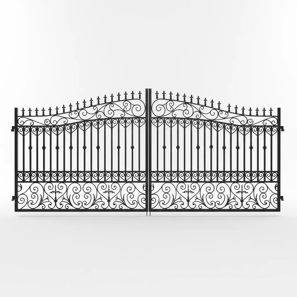Pennsylvania Decorative black metal gate on a white background