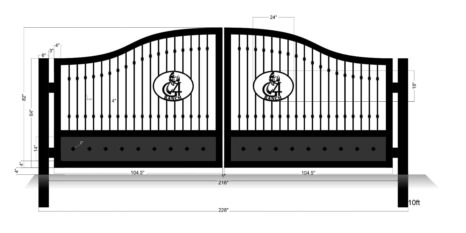 Custom Steel Silverbrook Estates Driveway Gate- Tu. DG110